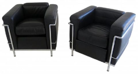 Pair Le Corbusier Club Chairs by Cassina