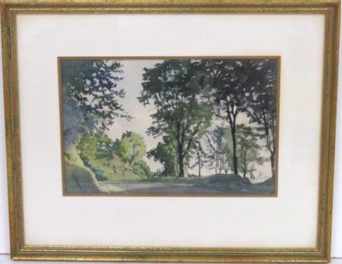 ALEXANDER BENOIS WATERCOLOR LANDSCAPE WITH TREES
