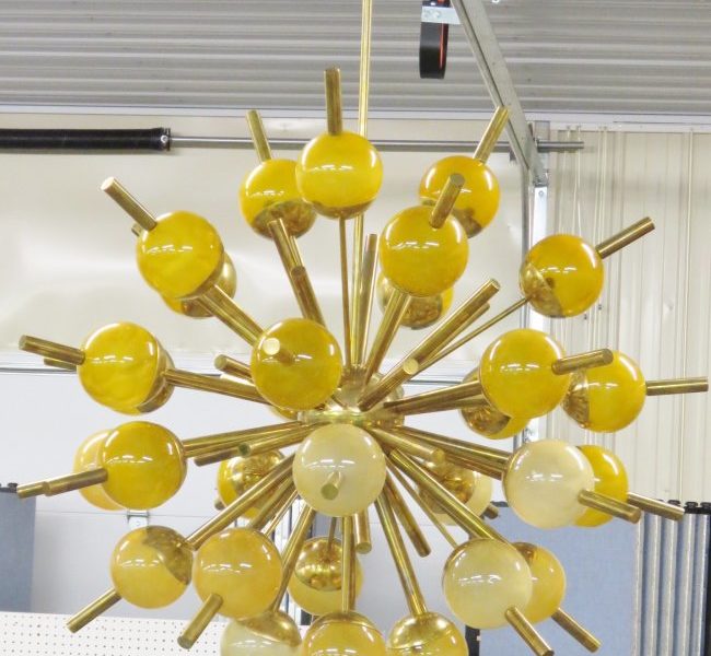 Large Italian Brass & Glass Sputnik Chandelier