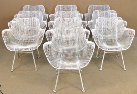 10 Russell Woodward Iron Wire Armchairs