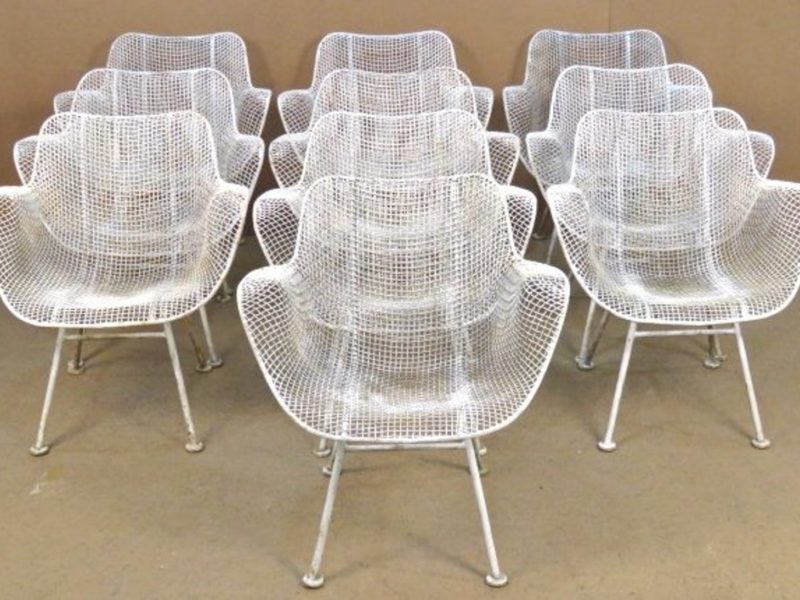 10 Russell Woodward Iron Wire Armchairs