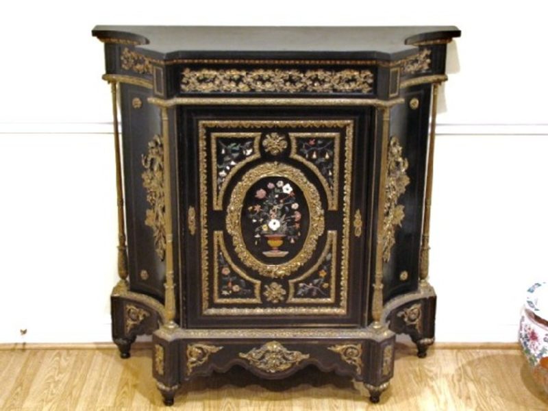 19th Century French Ebonized Cabinet with Applied Stones