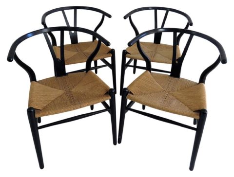 4 Signed Hans Wagner Wishbone Chairs
