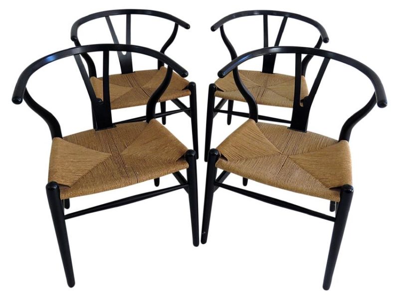 4 Signed Hans Wagner Wishbone Chairs