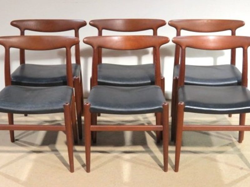 6 Hans Wegner for CM Madsens Teak Dining Chairs