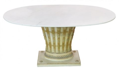 Antique French Painted and Gilt Marbletop Dining Table