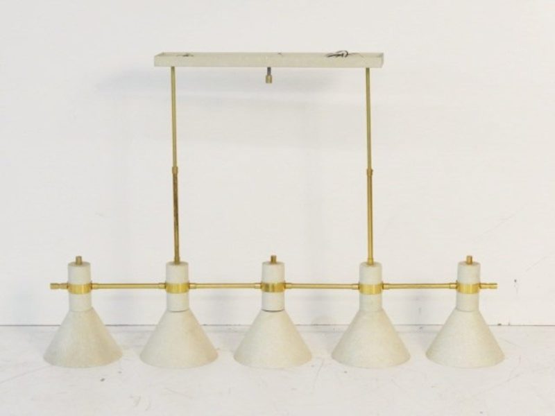 Brass and Painted 5 Light Chandelier