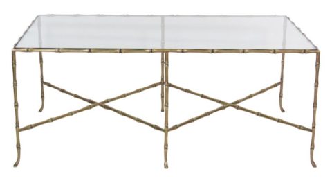 Faux Bamboo Brass and Glasstop Coffee Table
