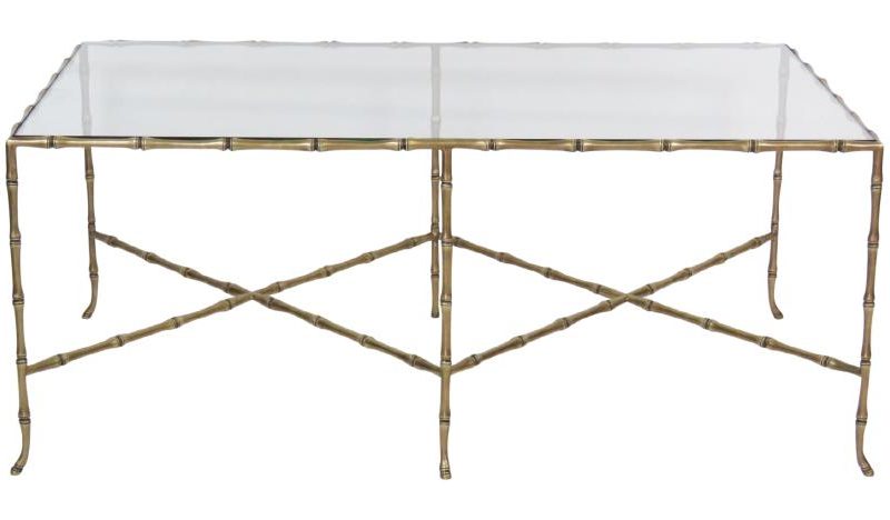 Faux Bamboo Brass and Glasstop Coffee Table