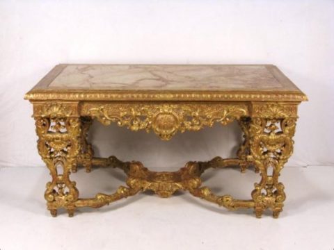 French Figural Gilt Carved Center Table
