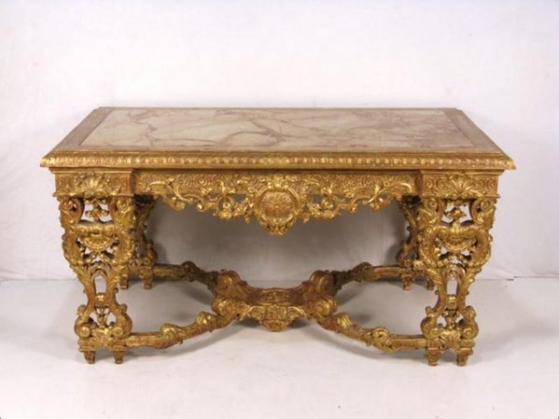 French Figural Gilt Carved Center Table