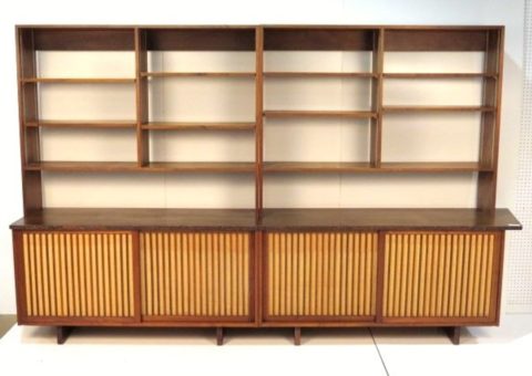 George Nakashima Sliding Door Cabinet with Bookcase