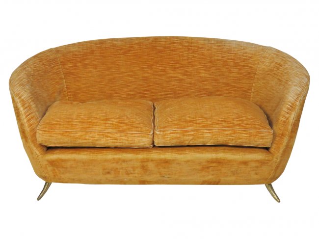 Gio Ponti Style Modern Brass Leg Sofa