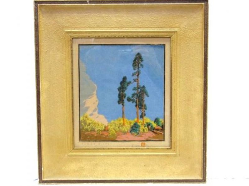 Gustave Baumann Woodcut Three Pines