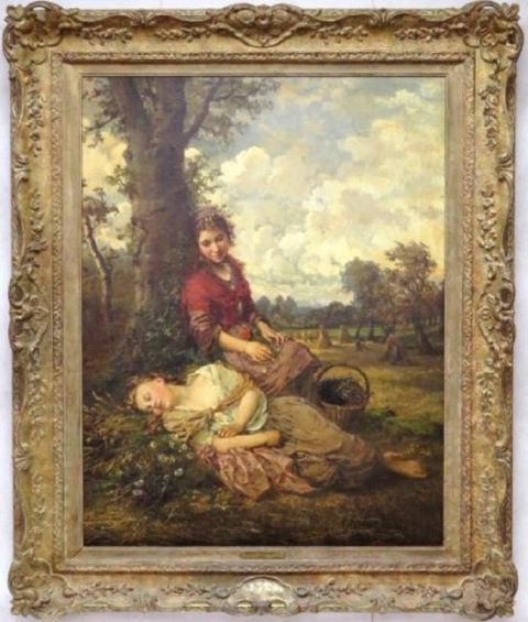 Henry Campotosto Oil Painting Two Girls Resting