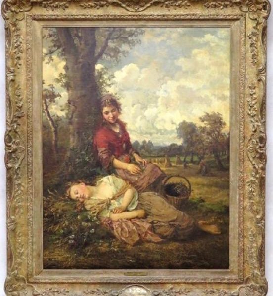 Henry Camotosto Oil Painting Two Girls Resting