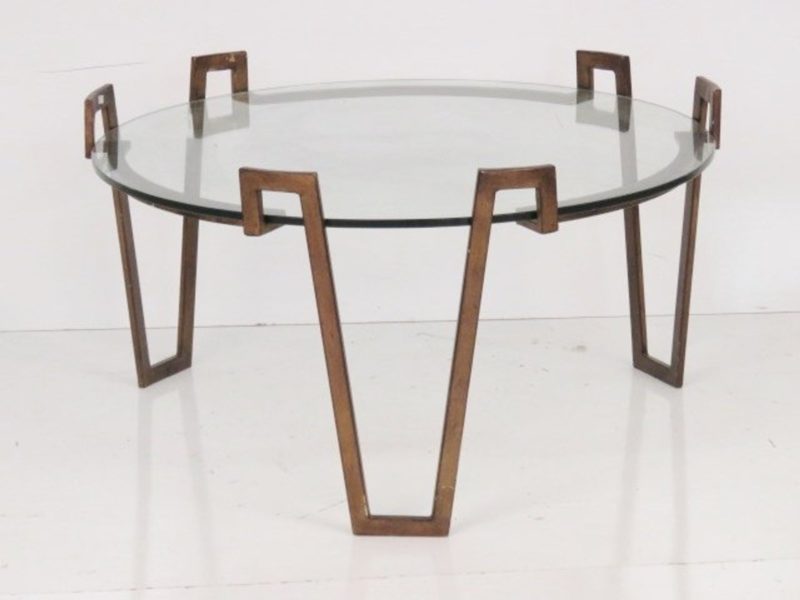 Modern Design Gold Metal Glasstop Coffee Table