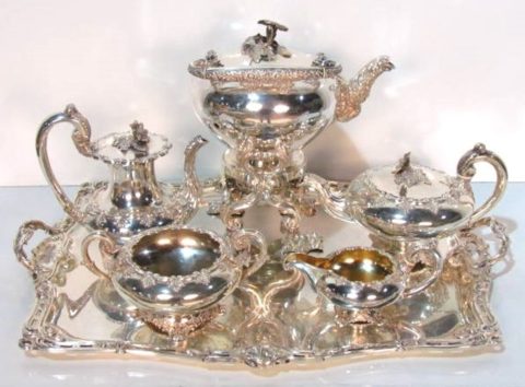 Odiot Paris Sterling Silver 5 pc Tea Set and Tray
