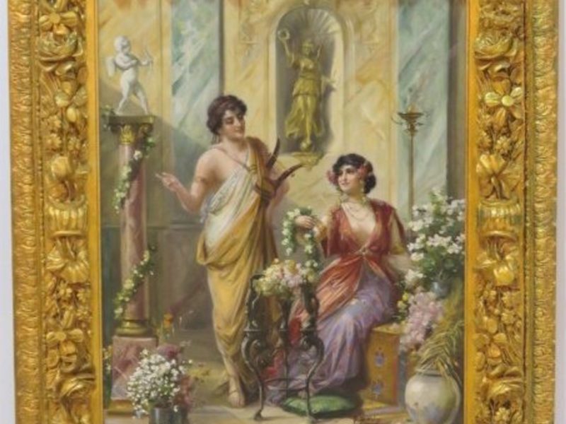 Oil Painting of a Roman Villa att. Ettore Forti