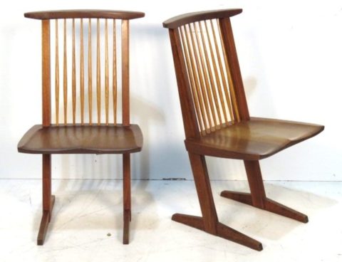 Pair 1960's George Nakashima Conoid Chairs