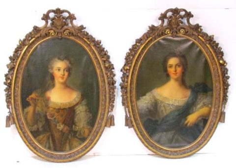 Pair 19th Century Portrait Paintings of Young Ladies
