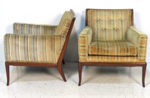 Pair Robsjohn Gibbings Upholstered Lounge Chairs