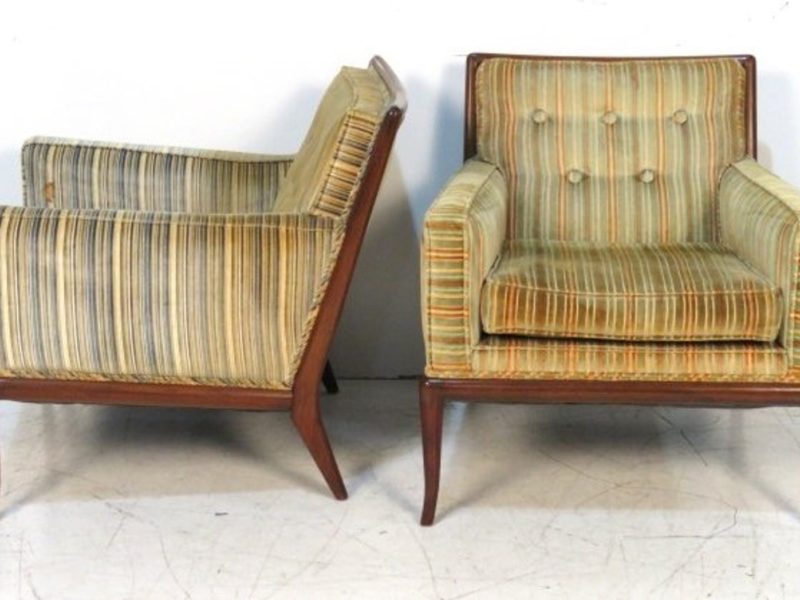 Pair Robsjohn Gibbings Upholstered Lounge Chairs