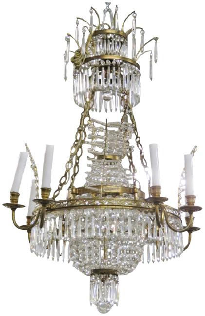 Russian Baltic Style Bronze and Crystal Chandelier