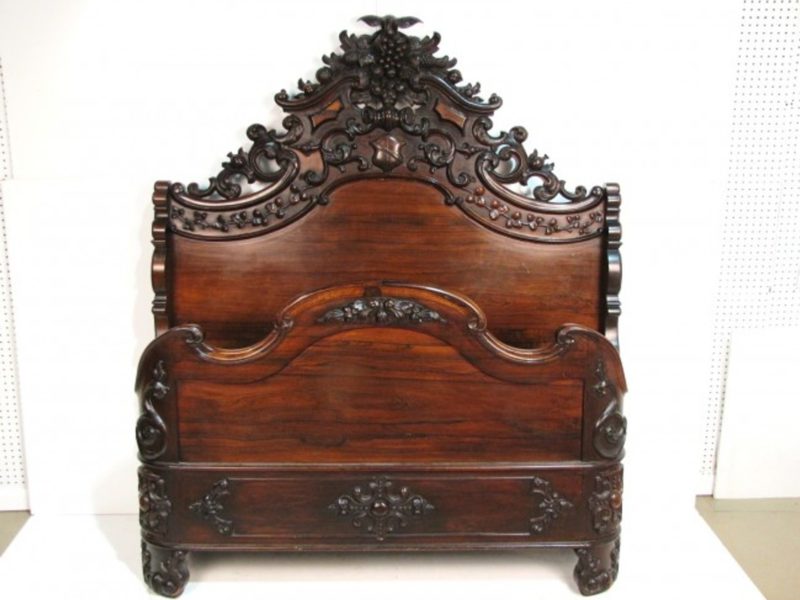 Victorian Rosewood Carved Highback Bed